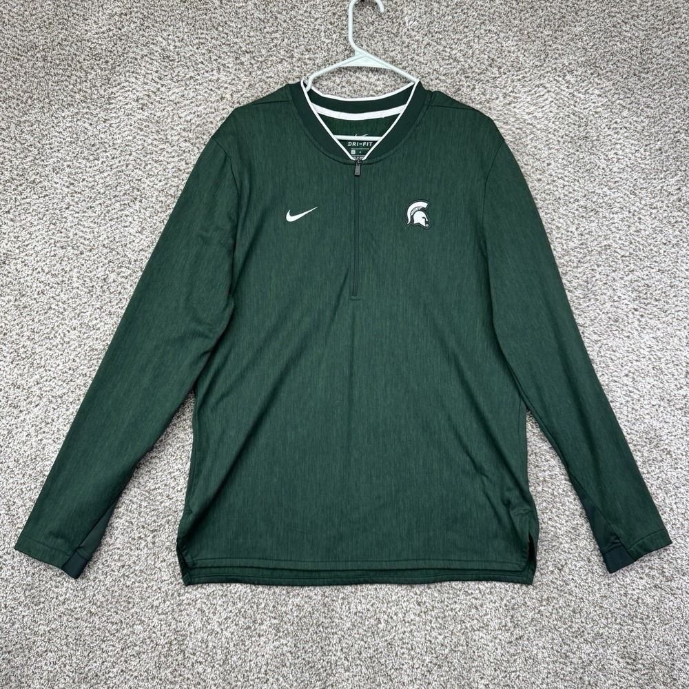 Michigan State Spartans Quarter Zip Pullover Mens Large Nike Performance Stretch